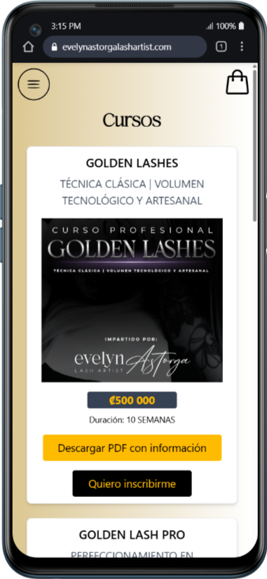 Evelyn Astorga - Lash Artist screenshot que muestra una pantalla de Evelyn Astorga - Lash Artist