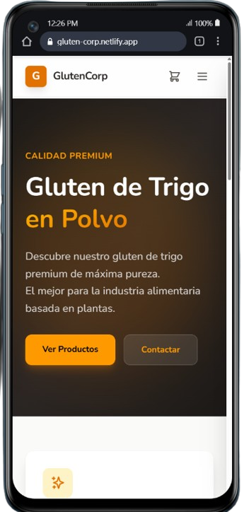 screenshot que muestra una pantalla de Gluten Corp