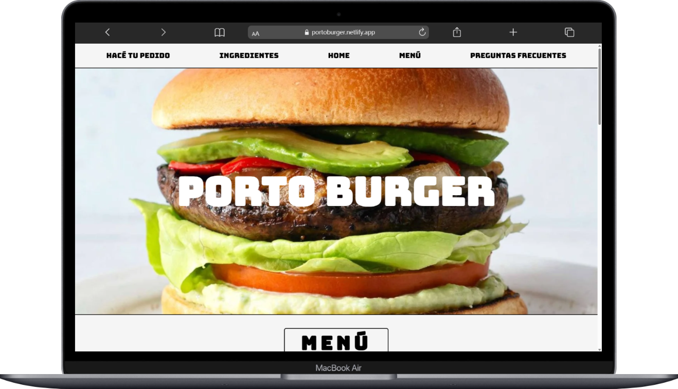 Porto Burger screenshot que muestra una pantalla de Porto Burger
