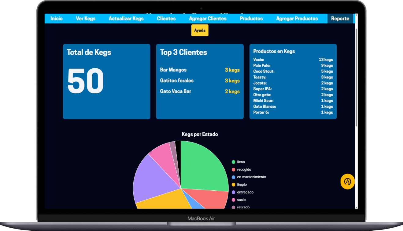 SUPER KEG screenshot que muestra una pantalla de SUPER KEG
